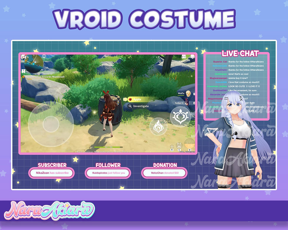サムネイル： Get Ready to Stand Out with the 3D Vroid Blue Crop Jacket and Skirt for 3D Model