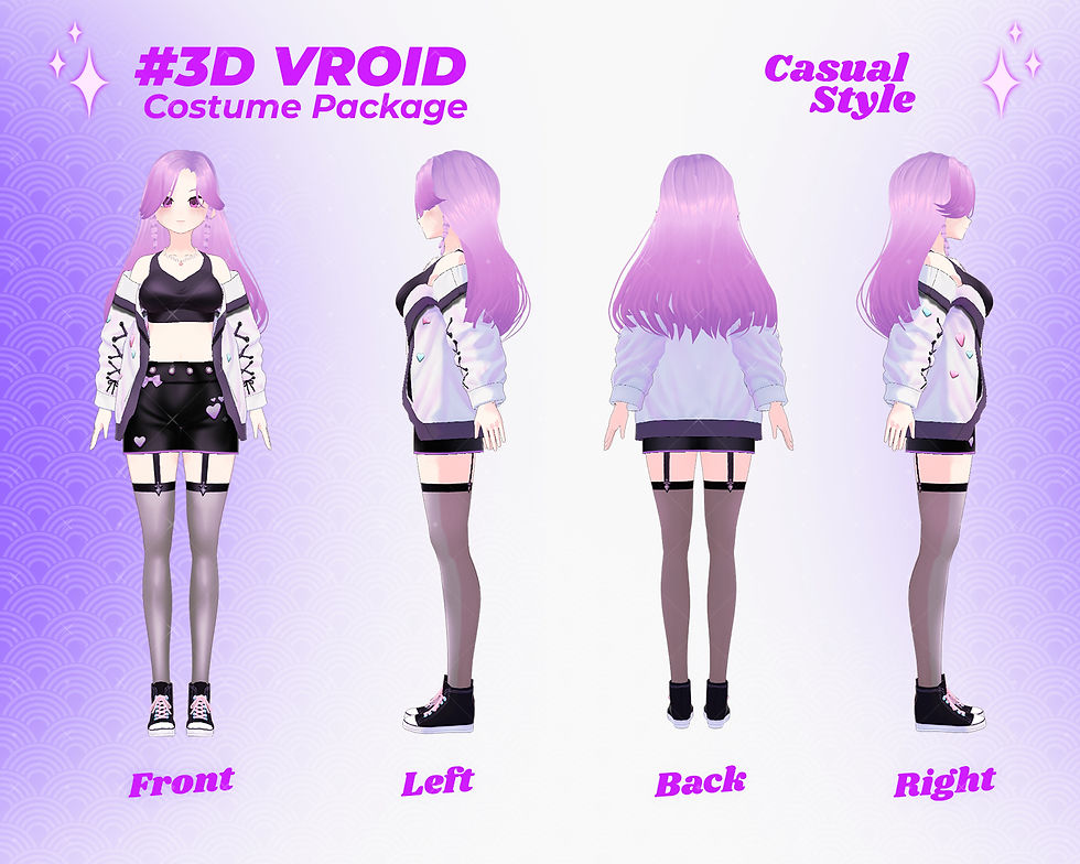 縮圖：Chic and Playful Casual Outfit for 3D VRoid – Add Personality to Your Avatar