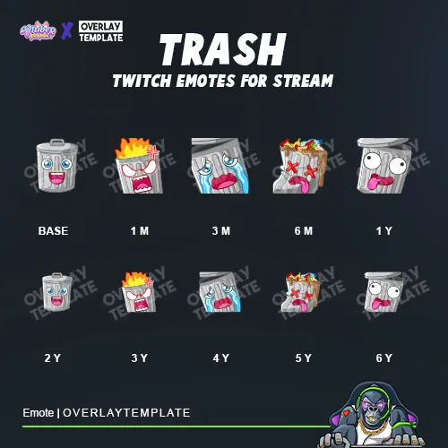 Trash Emotes for Unique and Playful Icons for Funny and Lighthearted Streams