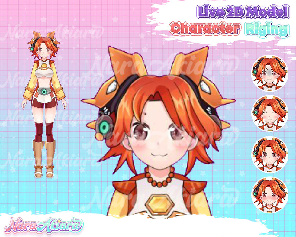 Vibrant Melodies Vtuber Live2d Model Anime Music White Orange for Streamer