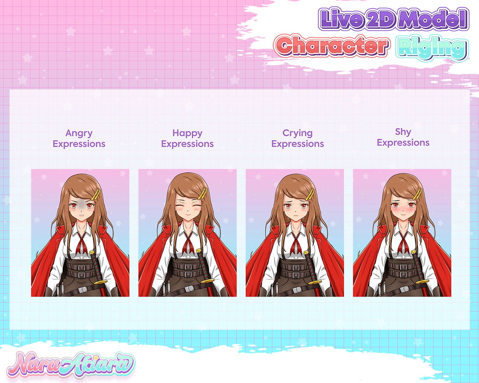 縮圖：Experience the Valor of the Samurai with our Live2D Red Cape Girl Vtuber Models