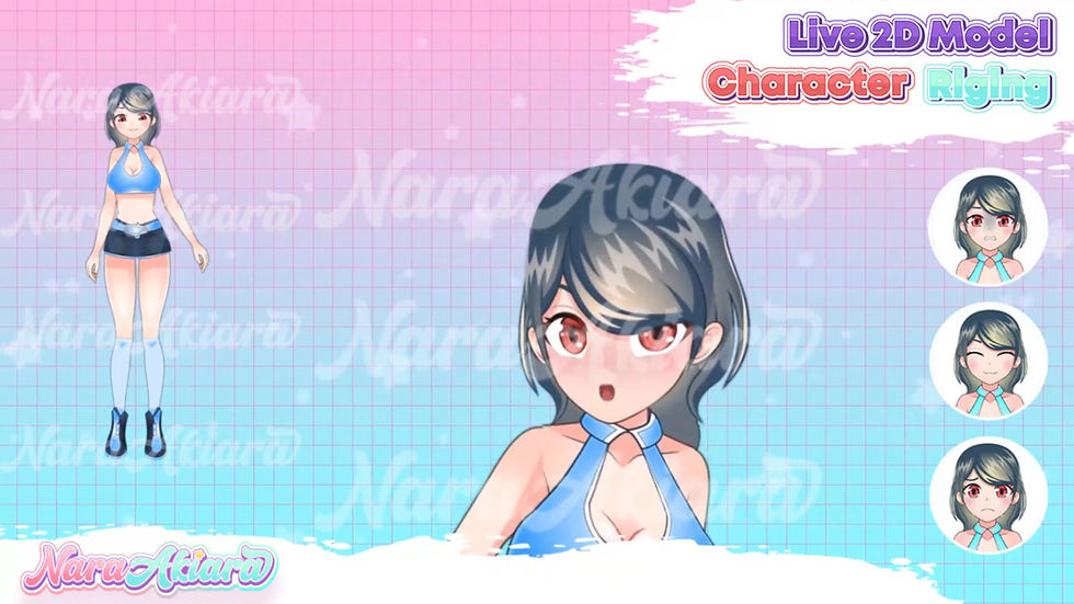 サムネイル： Vtuber Live2d Model Anime in Mesmerizing Navy Hair for Streamers