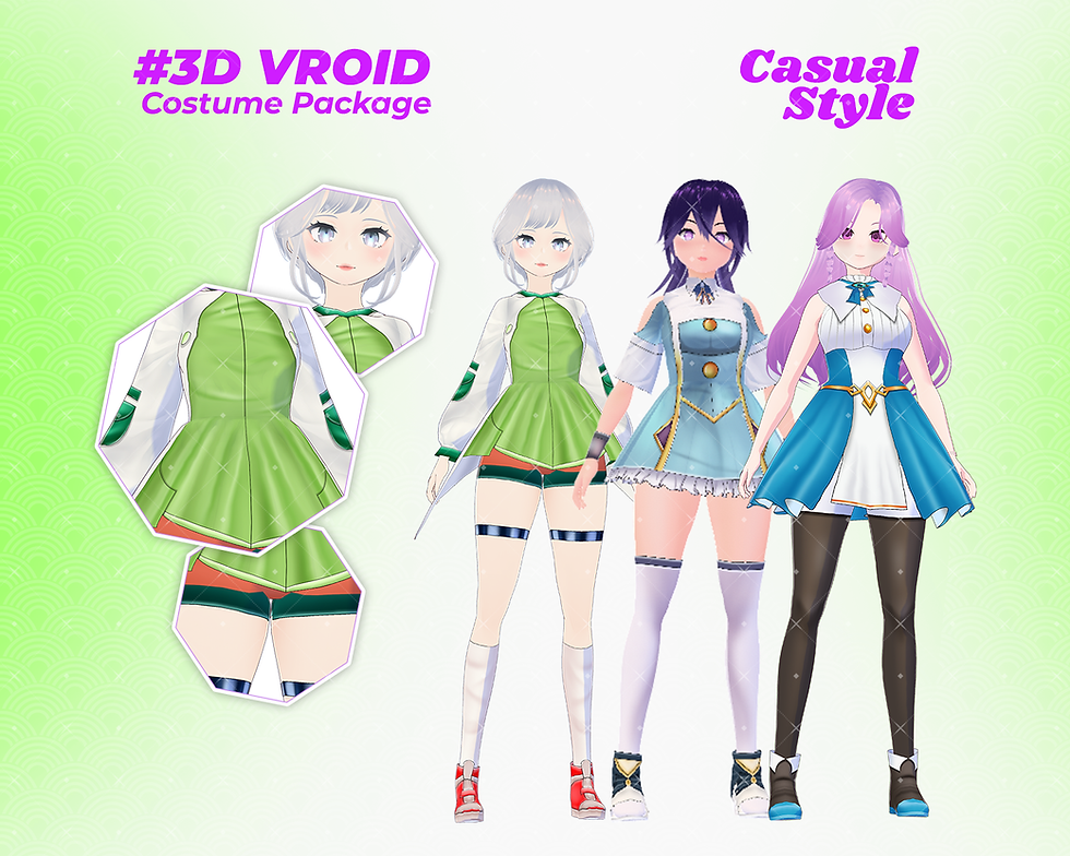サムネイル： 3D VRoid Clothes Pack The Fun & Playful Girl's Weekend Vibe Set