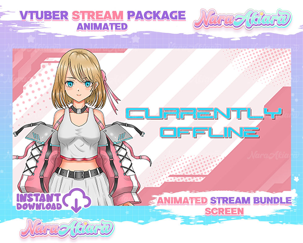 Thumbnail: Immerse Your Streams with Anime Cyberpunk Girl Pink Jacket Overlay Stream Pack