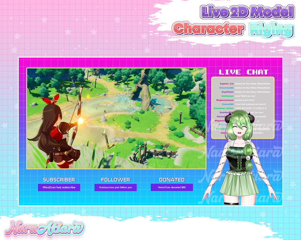 縮圖：Explore Virtual Realities With Green Braided Hair Horned Anime Girl VtuberLive2D