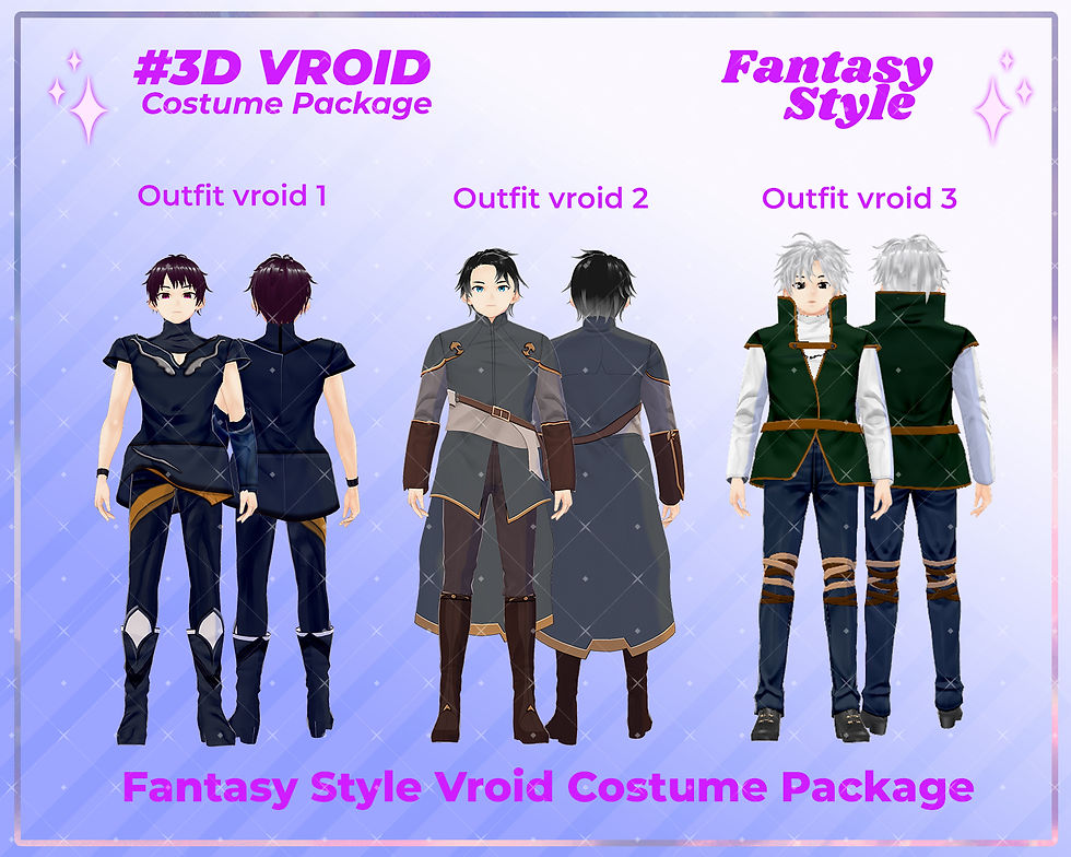 縮圖：3D VRoid Clothes Pack: The Mystic Swordsman - Male Fantasy Adventurer Set