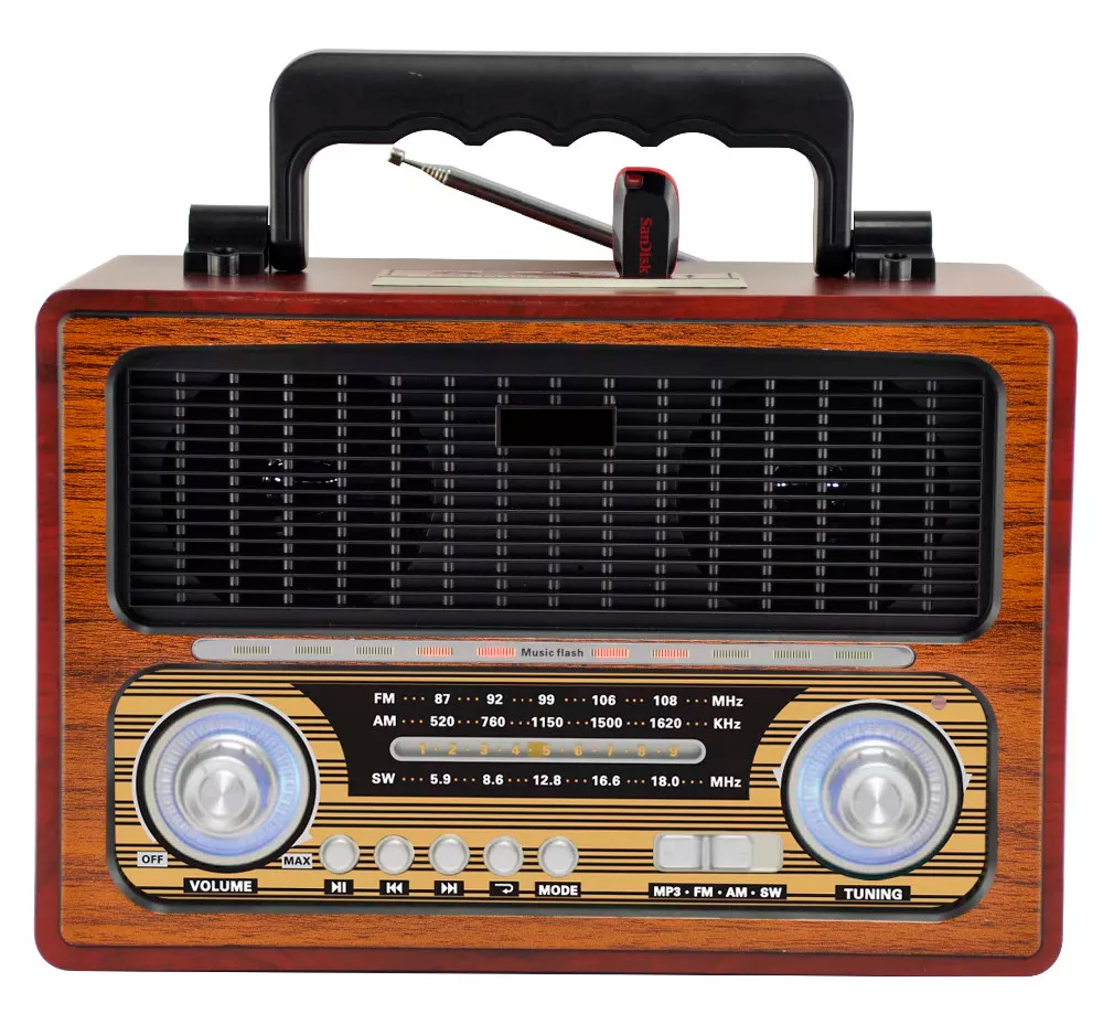 RETRO RADIO BLUETOOTH + FM RADIO + USB +VGRAJENA POLNINA BATERIJA