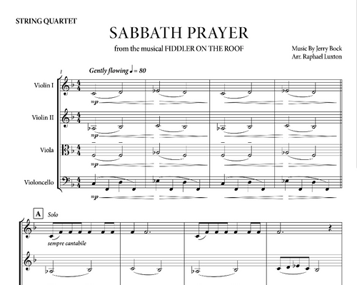 Sabbath Prayer String Quartet Raphael Luxton