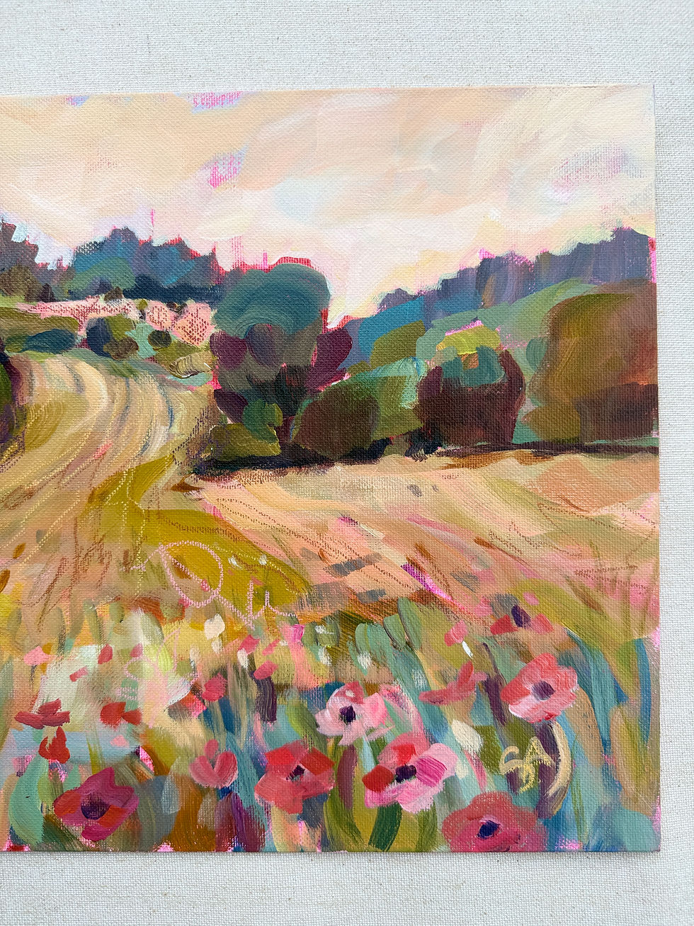 Thumbnail: Poppy Fields France, 11 x 14 on canvas board