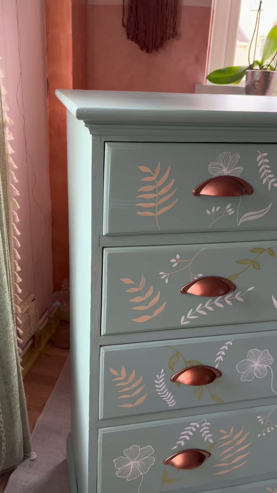 Hand drawn botanical chest of drawers
