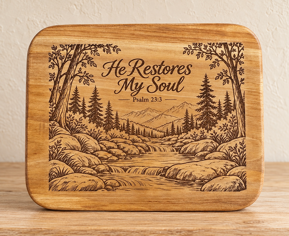 He Restores My Soul — Psalm 23:3 Woodland Wood Plaque