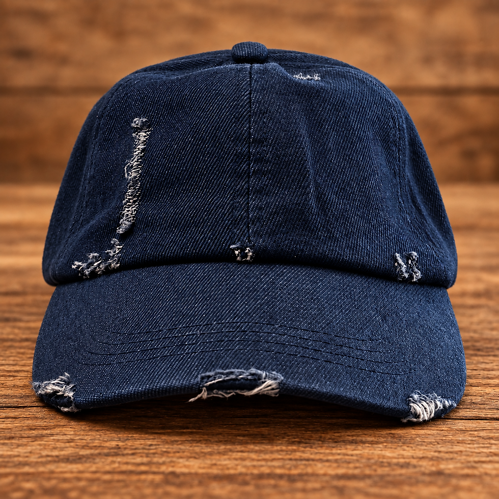 Thumbnail: Denim Distress Unstructured Dad Cap — front view