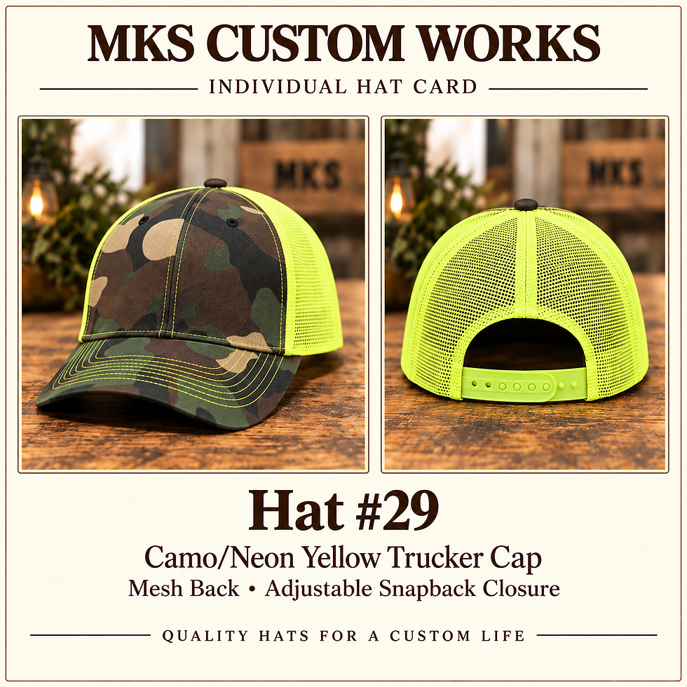 Outdoors Hat #29 – Camo/Neon Yellow Trucker Cap
