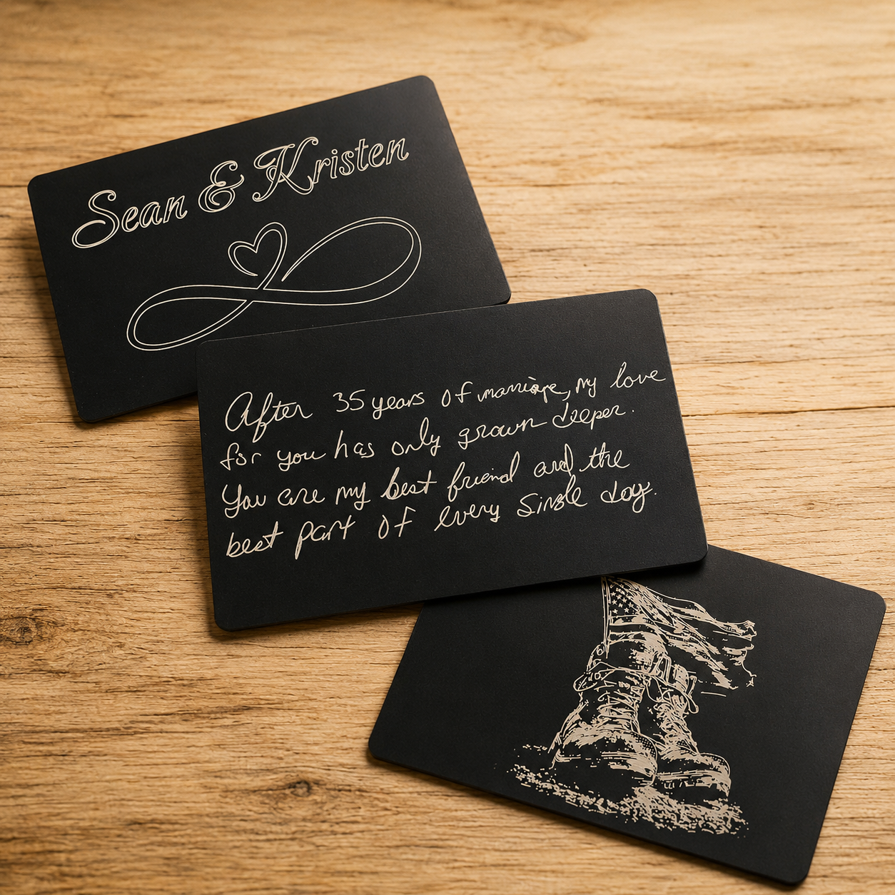 Custom Handwriting Engraved Metal Keepsake Card