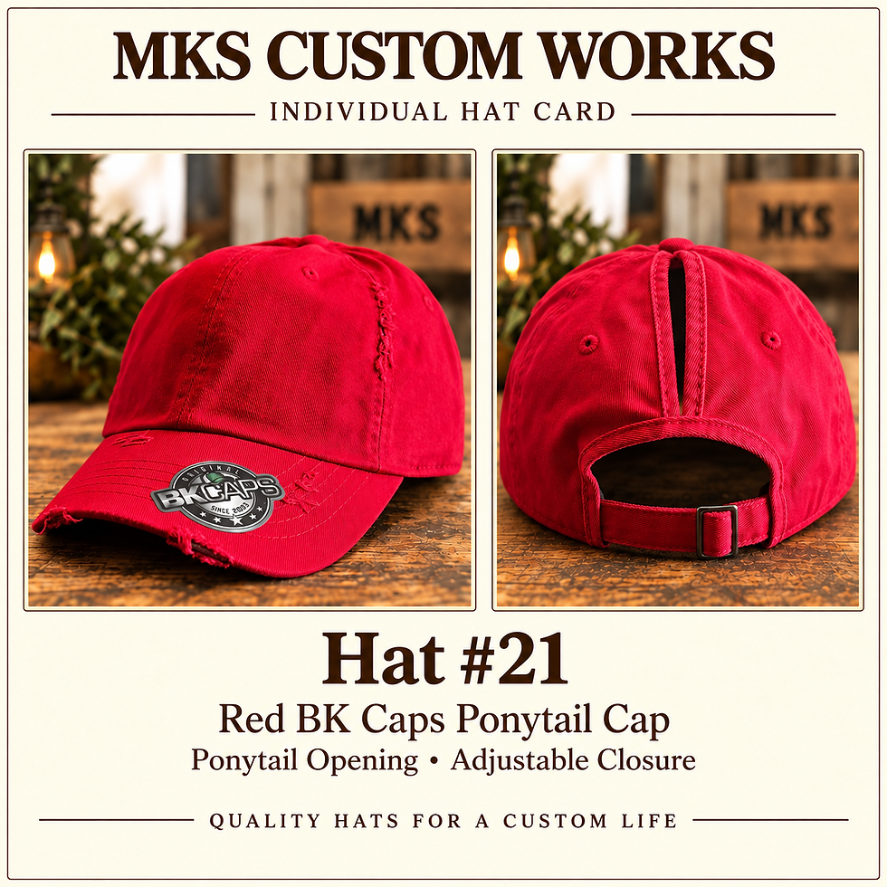 Outdoors Hat #21 – Red BK Caps Ponytail Cap