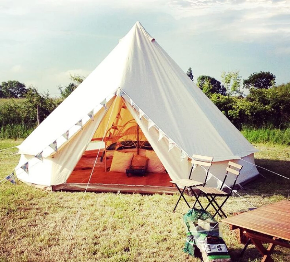Waterpoof-Cotton-Canvas-Bell-Tent-Camping-Safari-Waterproof-Yurt-Tent-for-Large-Family-Out