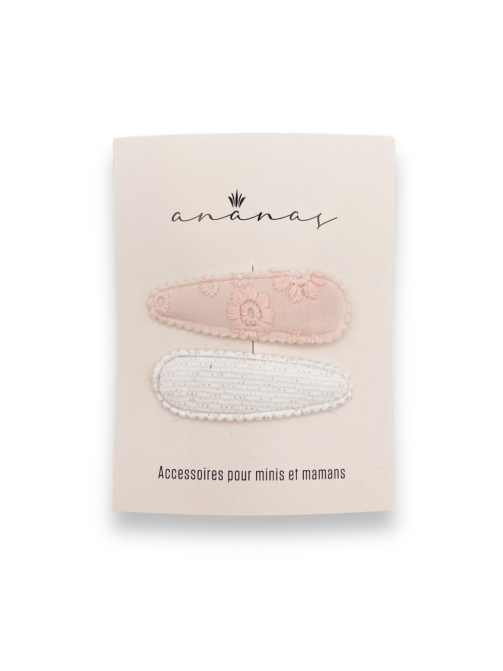 ANANAS Duo de pinces à cheveux "snap clip" en tissu - Rose pâle