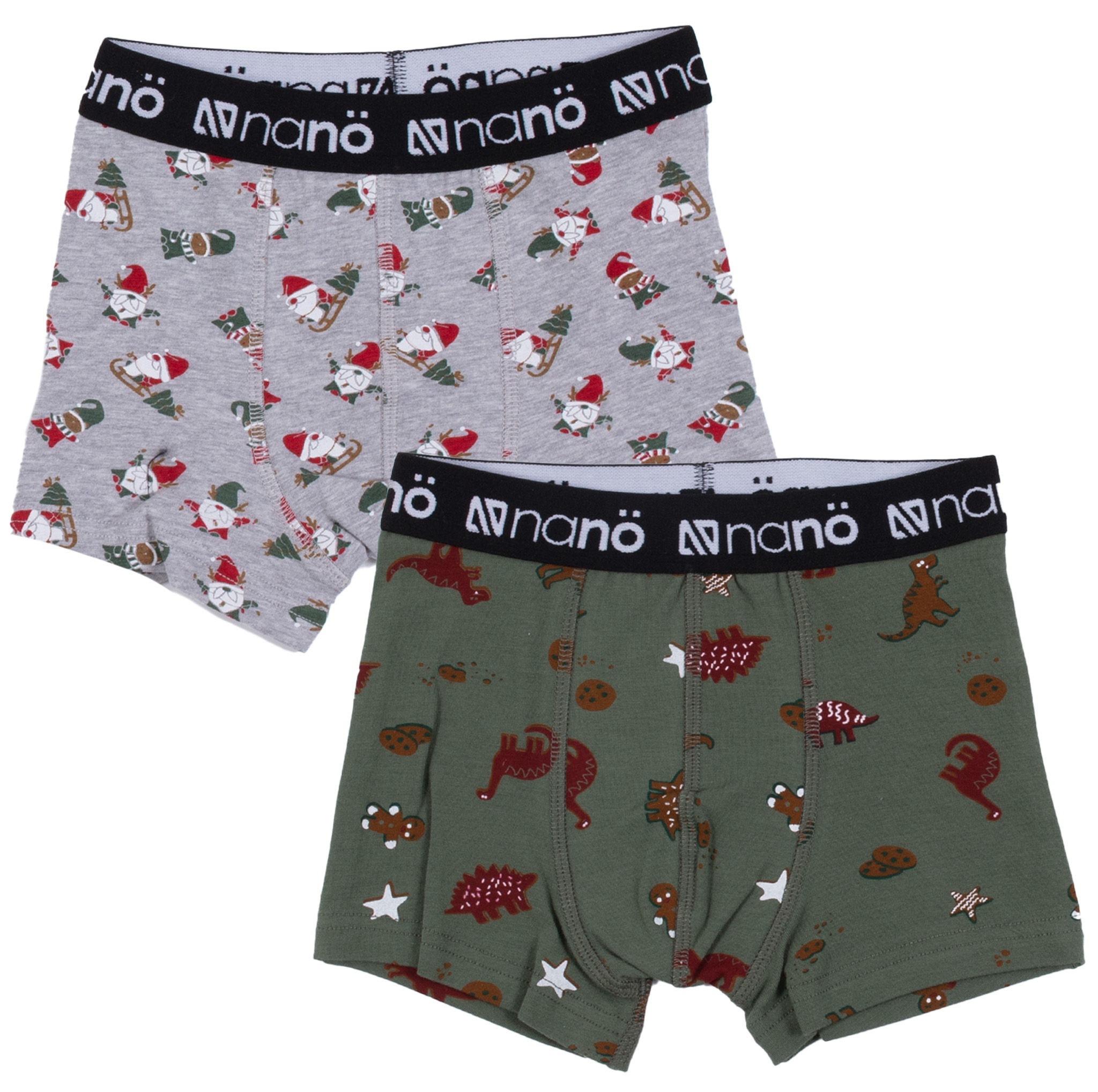 NANÖ NOËL Boxers, paquet de 2 F25SV07 (2-12 ans) - Noir