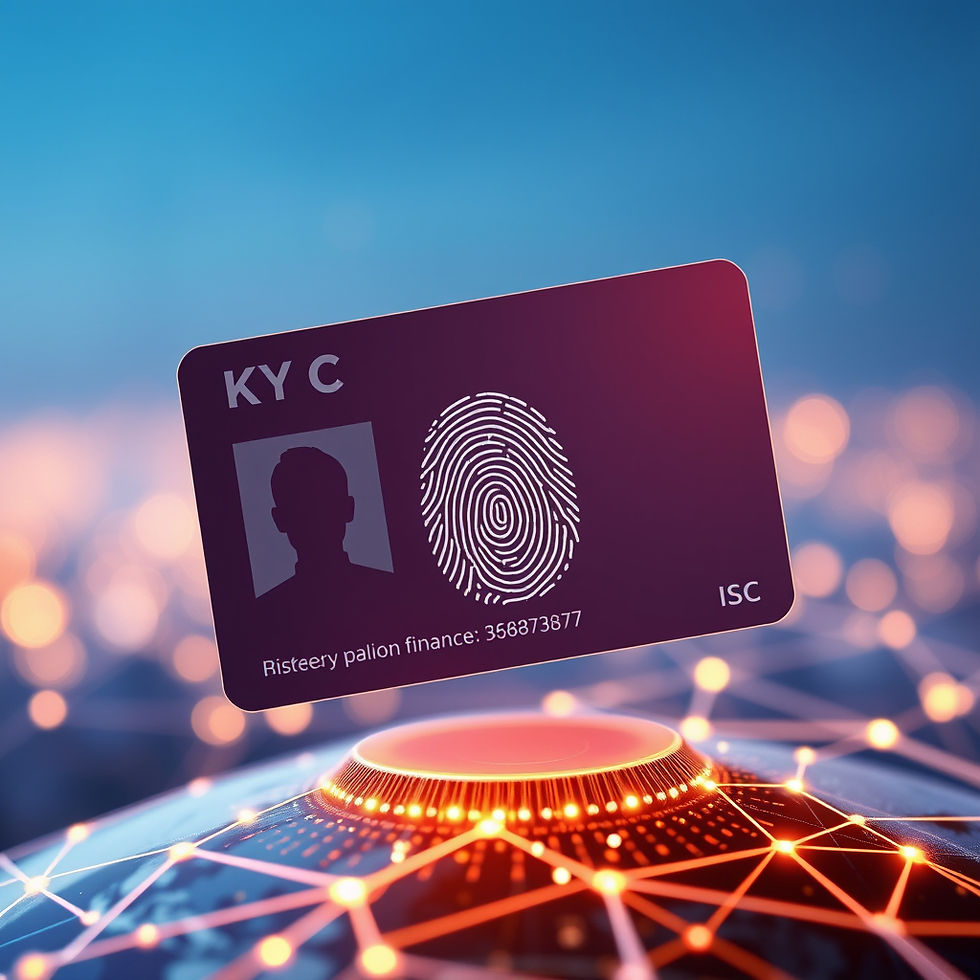 Digital innovation in global finance: A secure blockchain network integrates advanced KYC verification with a digital fingerprint and ID card.