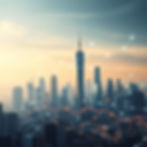 A futuristic skyline of GIFT City, showcasing its role as a global financial hub with integrated digital connections and economic growth potential.