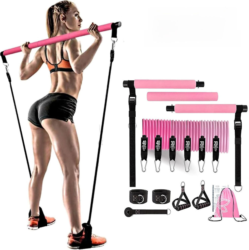 Thumbnail: Adjustable Pilates Resistance Bar with Elastic Bands
