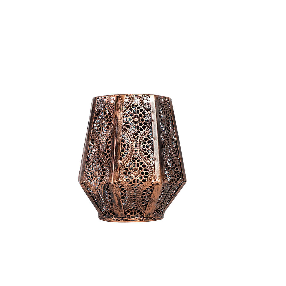 Thumbnail: Creative Retro Moroccan Candle Holder Hollow Pattern Iron Bronze Candle Holder H