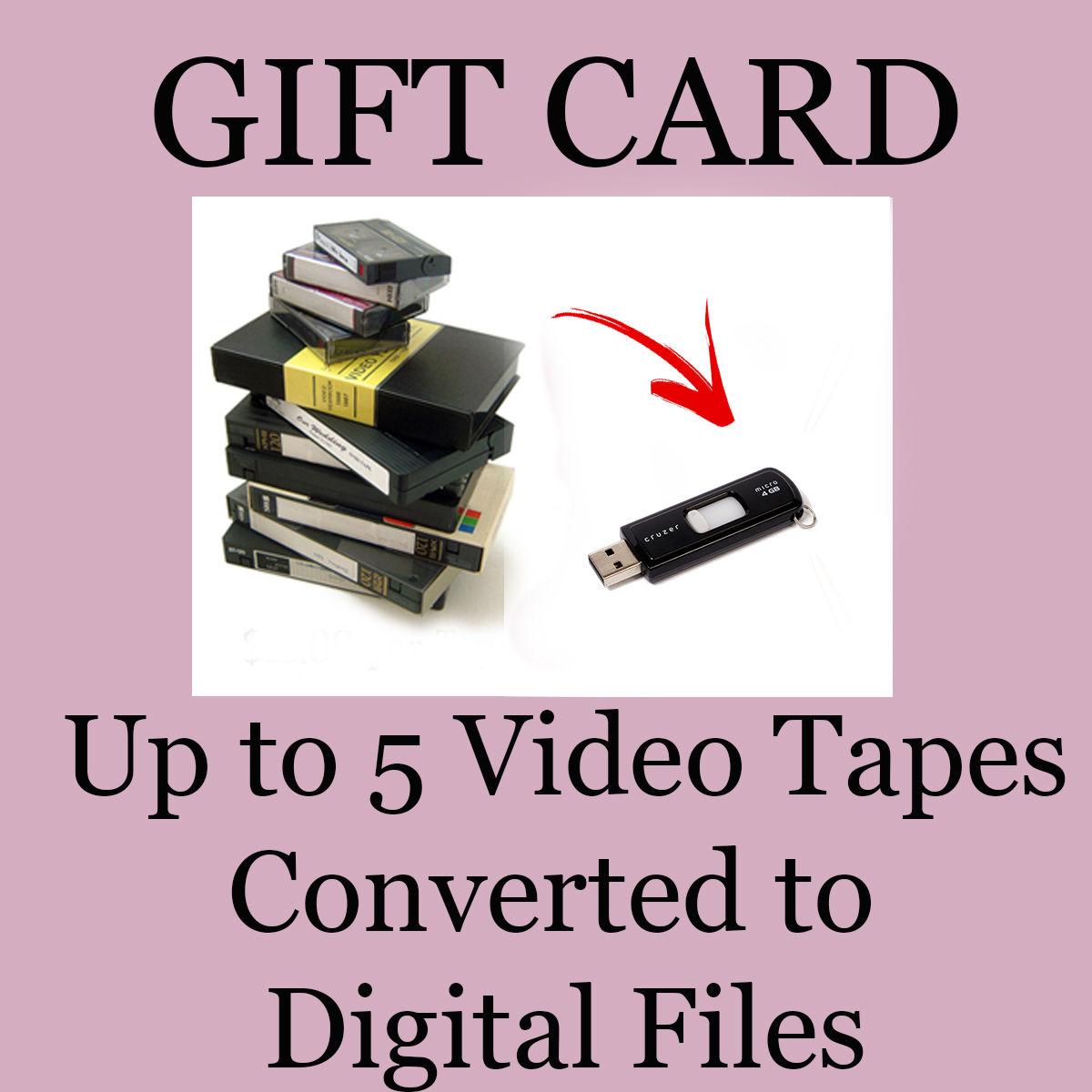 GIFT CARD-5 Video Tapes Converted to Flash Drive