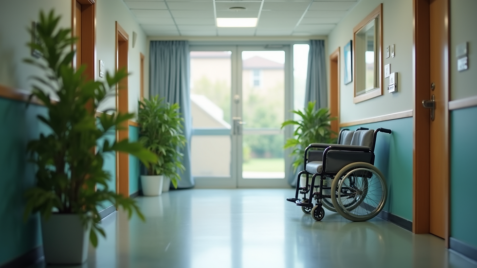 High angle view of a nursing care facility with disability support services