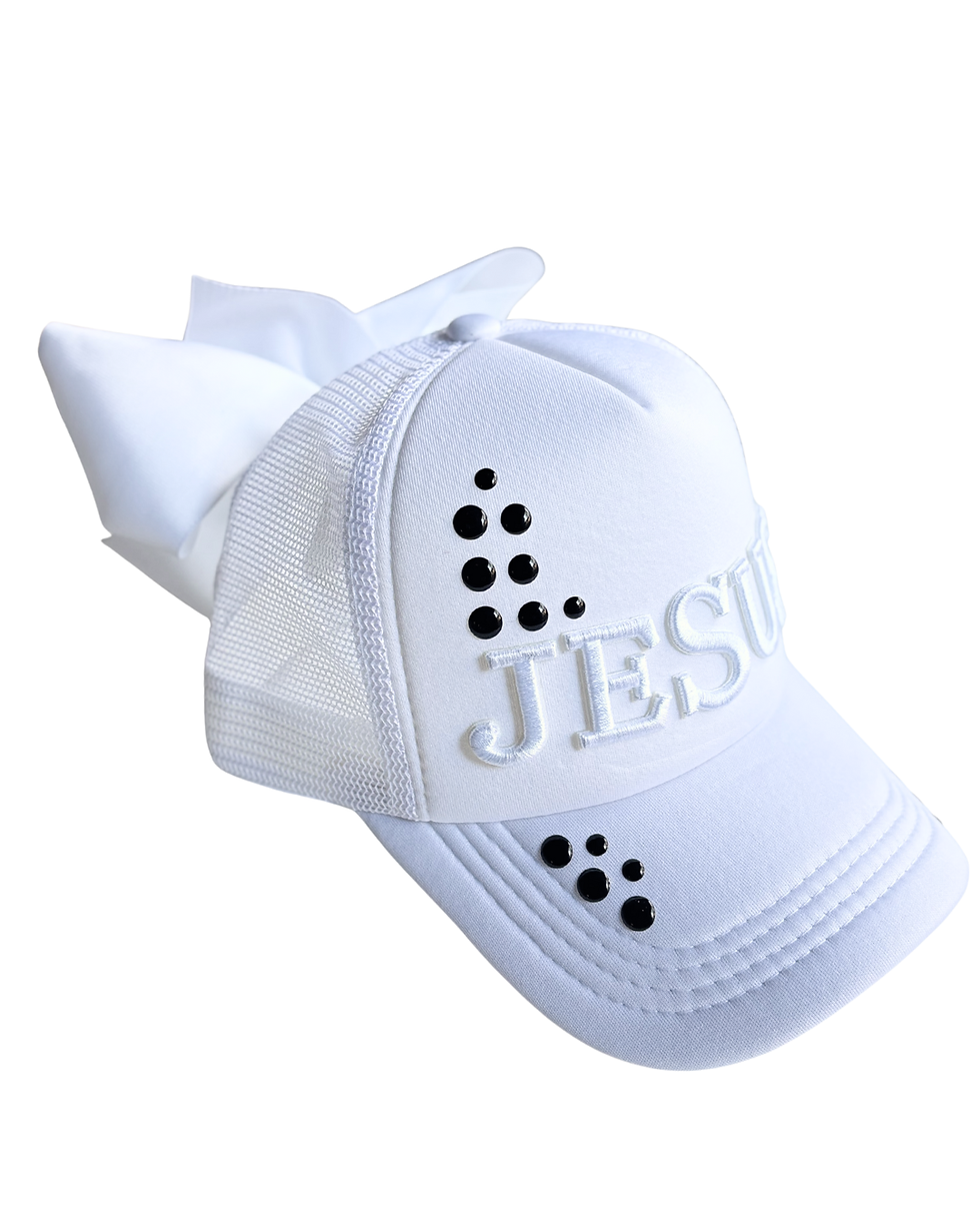 Thumbnail: copy of "DAUGHTER OF THE KING" White Jesus Bow Hat