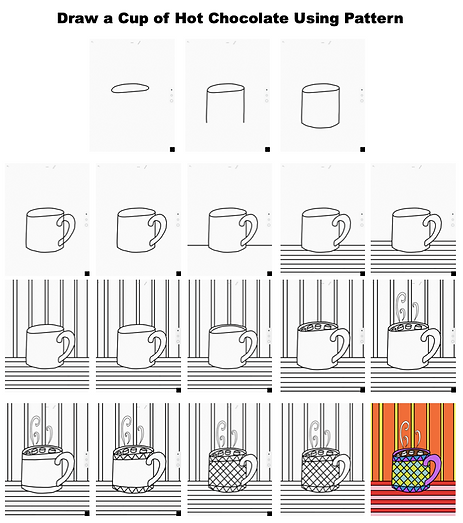 Draw a Cup of Hot Chocolate Using Pattern .png