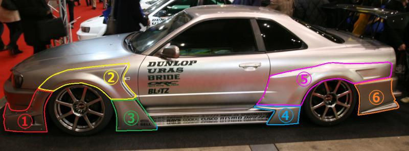 Thumbnail: URAS R34 SKYLINE GT FENDER 12 PCS AERO SET 2DR/4DR