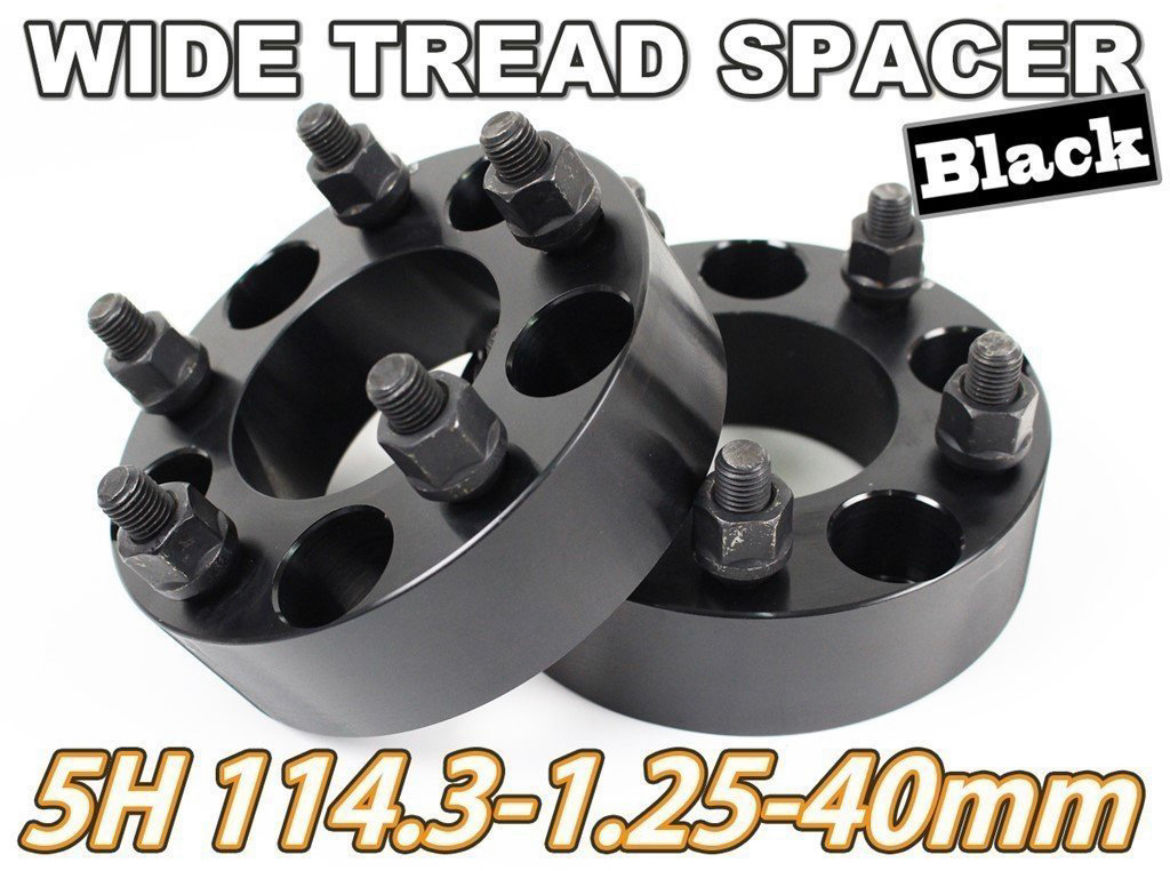 Forged Wide Tread Spacer (Pair) 40mm 5H PCD114.3 M12x1.25 Black
