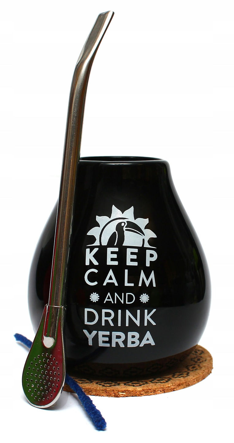 Miniaturbild: Yerba Mate Becher Matero Kalebasse Tykwa + Bombilla Edelstahl Set Strohhalme