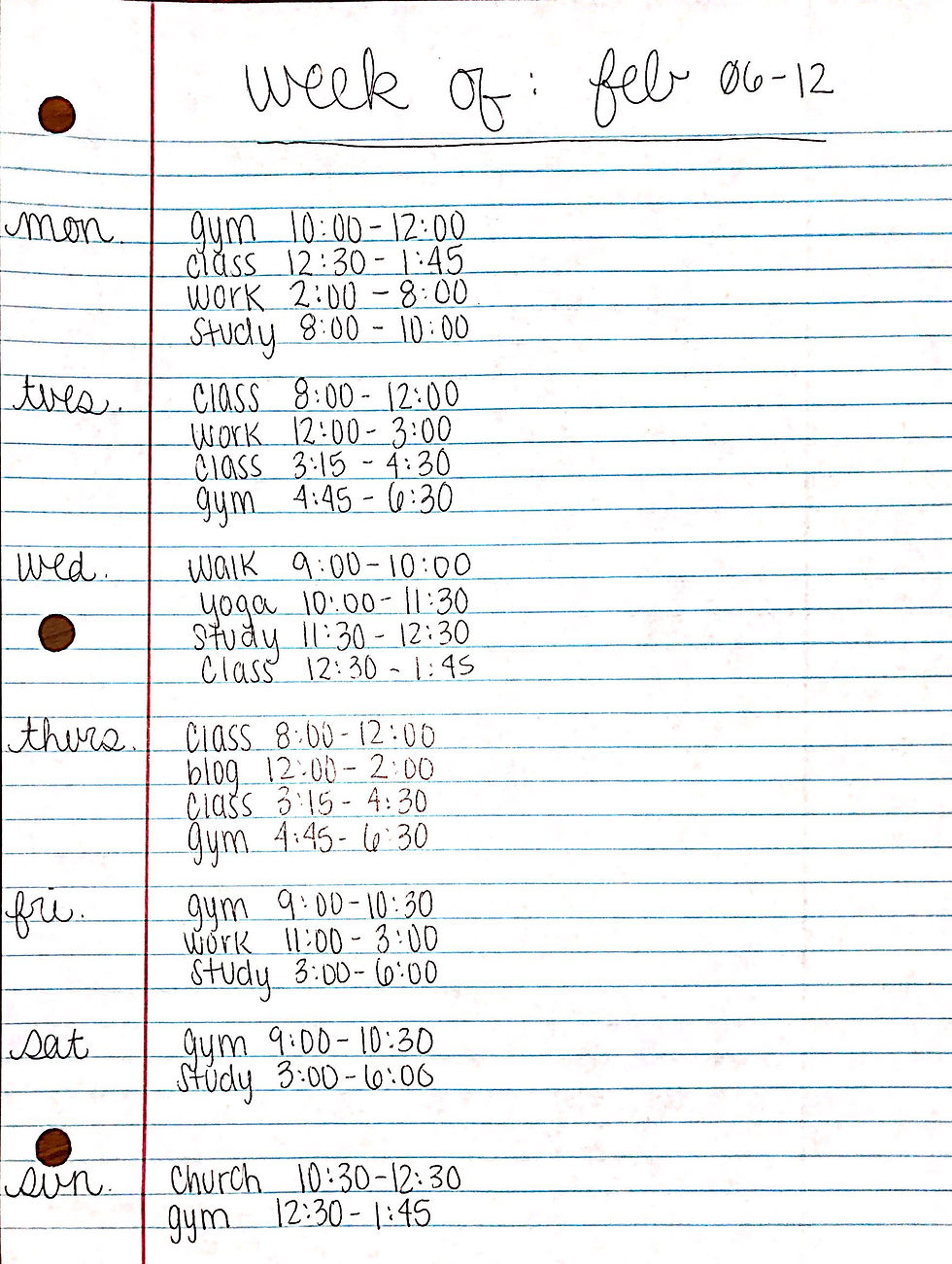 Schedule Sample