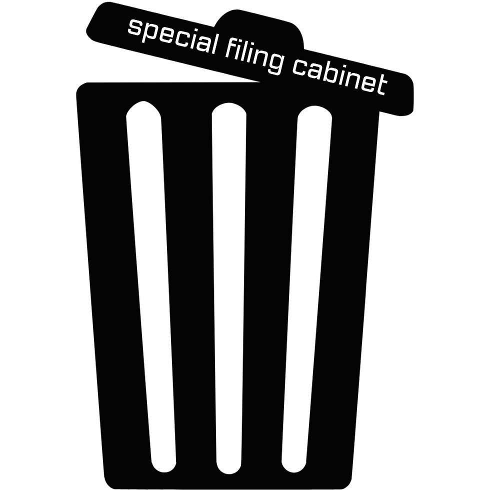 trash can icon with "special filing cabinet" verbaige