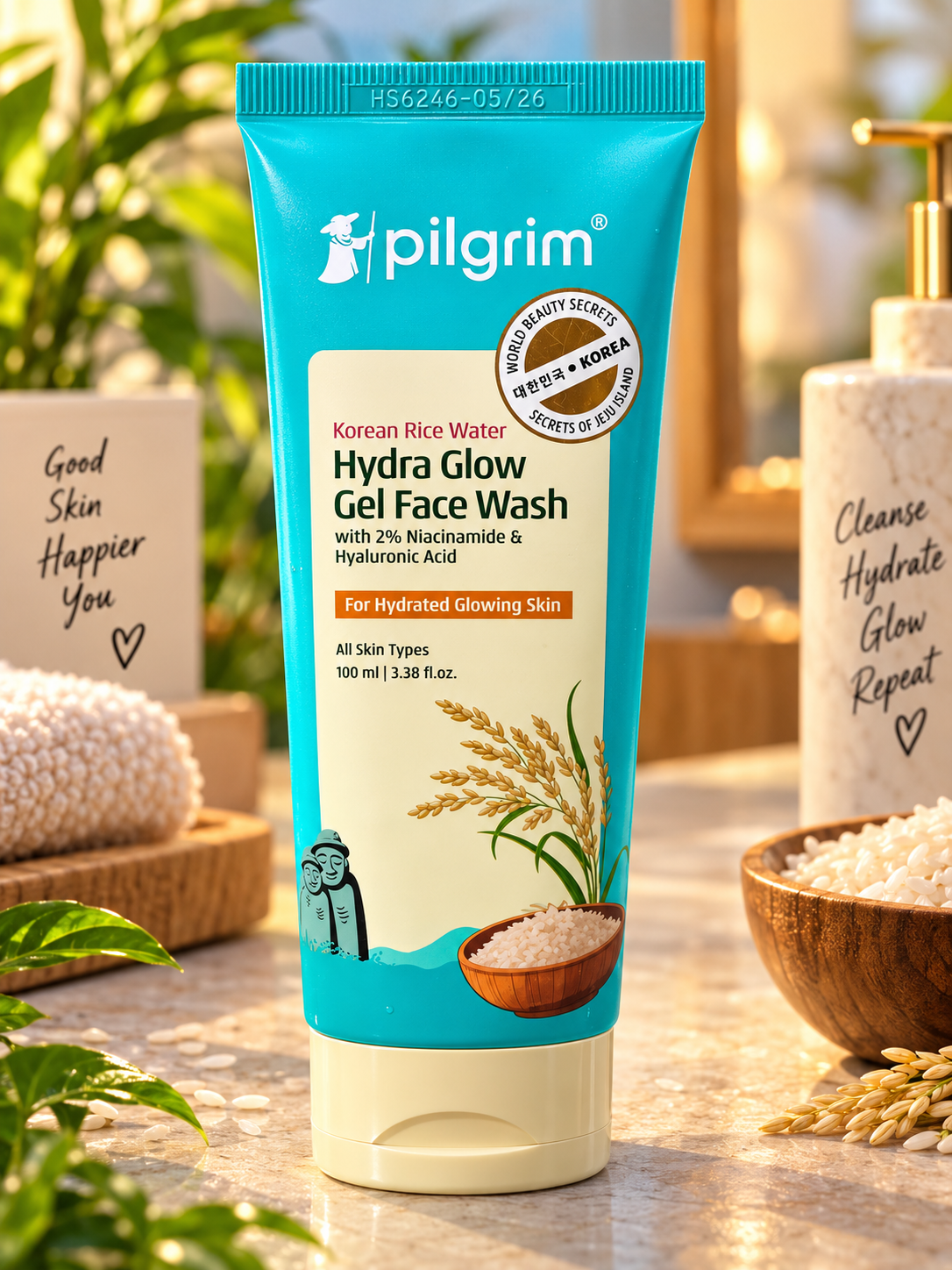 Pigrim Korean Rice Water Hydra Glow Gel Face Wash (100 ml)