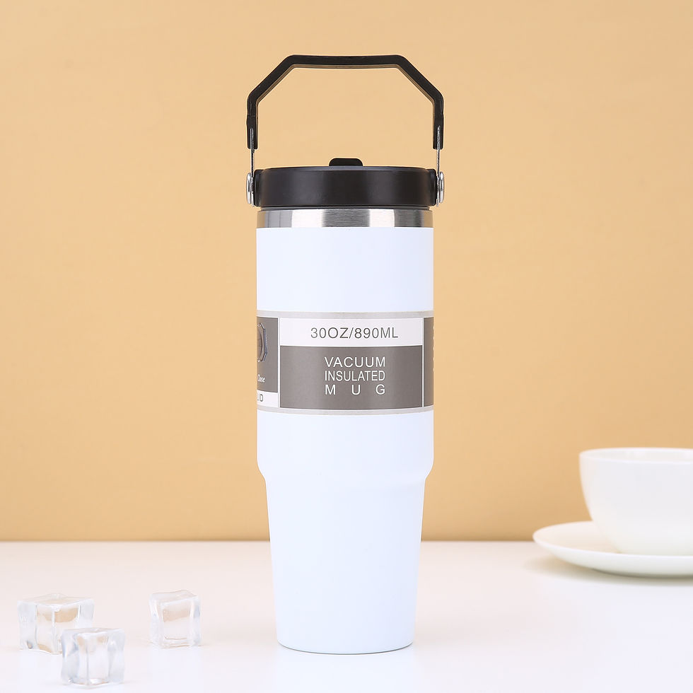 Miniatura: Copo Térmico em Aço Inoxidável 890ml com Canudo e Alça Portátil