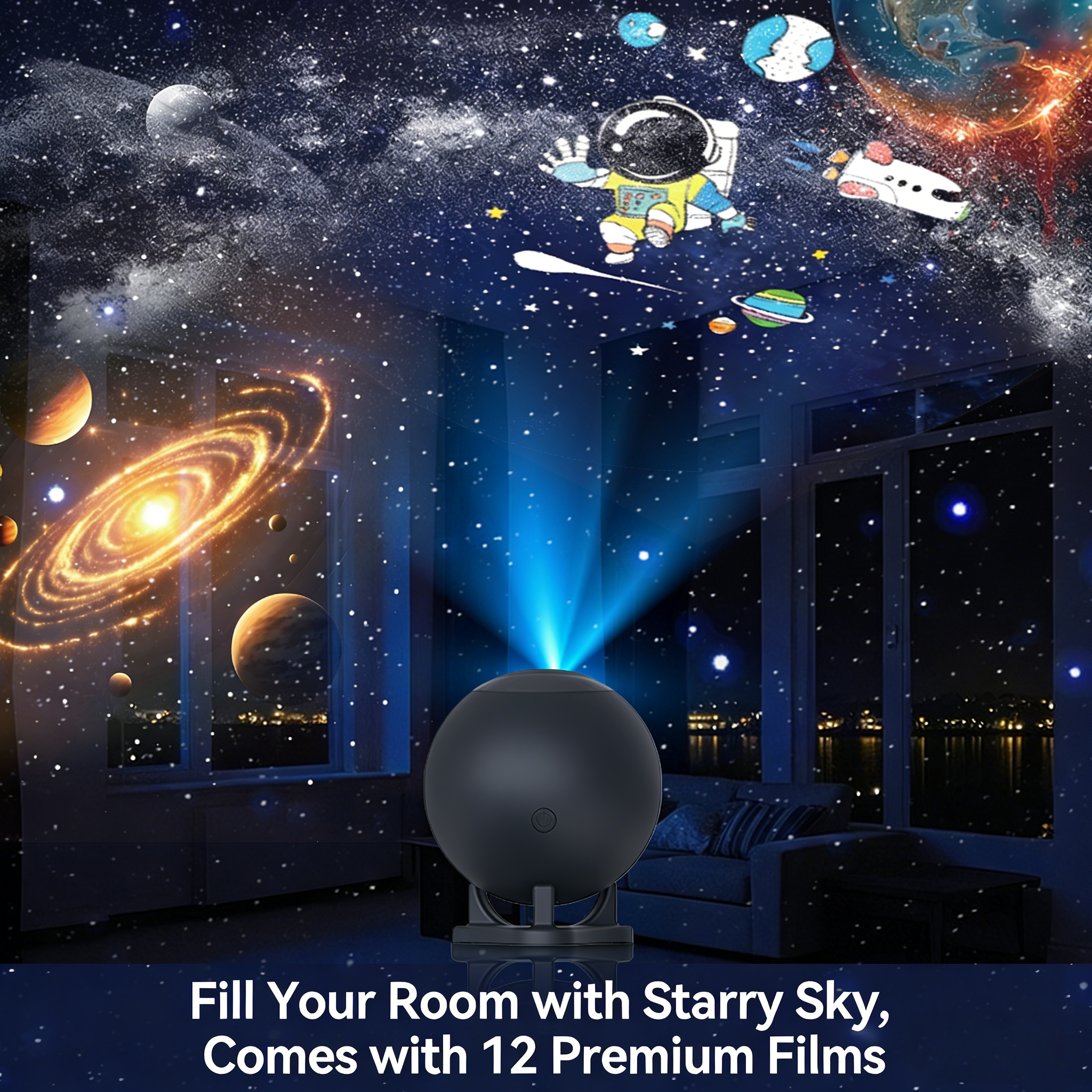 360° Rotatable Galaxy Star Projector - Night Light Home Planetarium