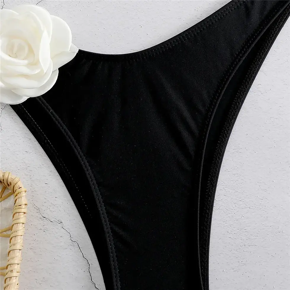 Thumbnail: Sexy Flower Bandeau Swimwear Thong Bikini 2026 Women Lace-up Swimsuit Swimming B
