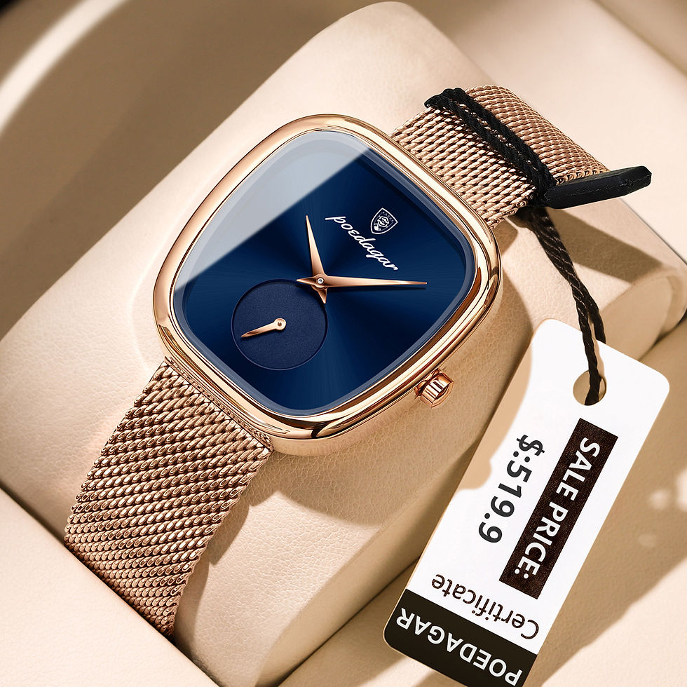 Miniatura: Relógio Feminino de Luxo POEDAGAR - Pulseira em Aço Inoxidável à Prova d'Água