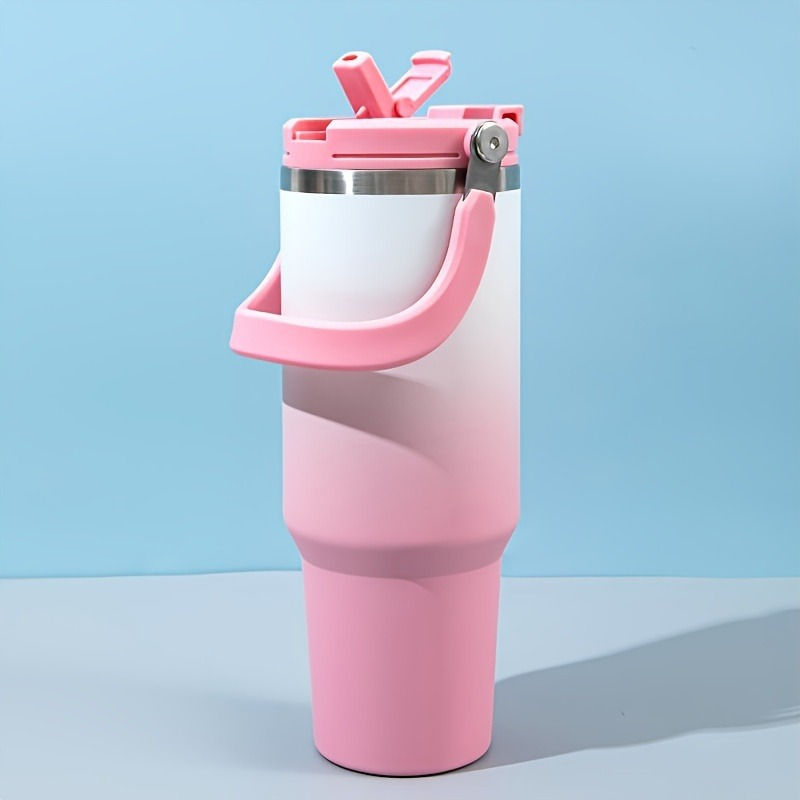 Thumbnail: 890ML Stainless Steel Thermos Cup with Straw  Keep Cold and Hot Car Coffee Cup P