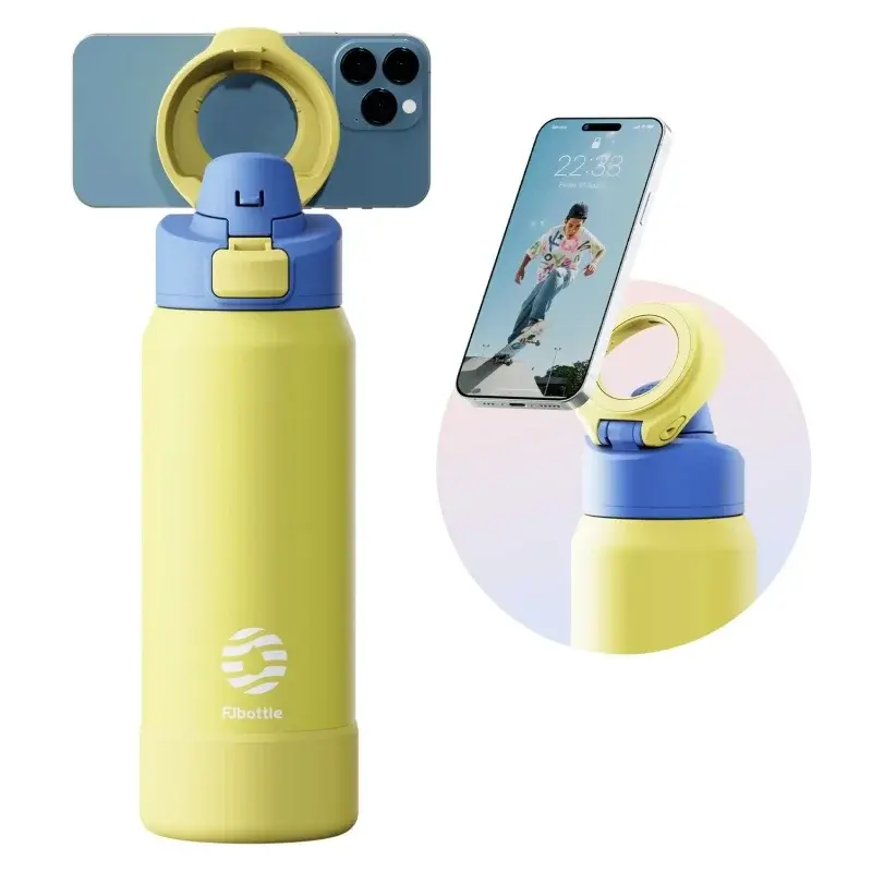 Thumbnail: Feijian 710/950ML Stainless Steel Sports Water Bottle with Magnetic Phone Holder