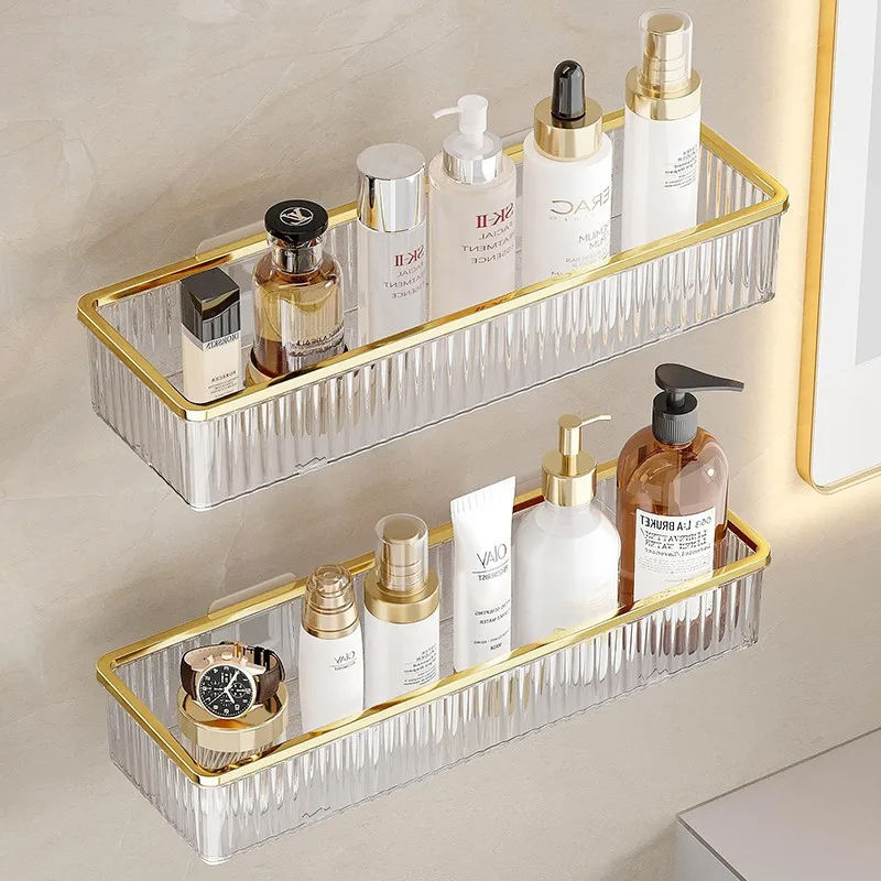 Household Bathroom Shelves Without Drilling Makeup Organizer Acryl Corner Shelf