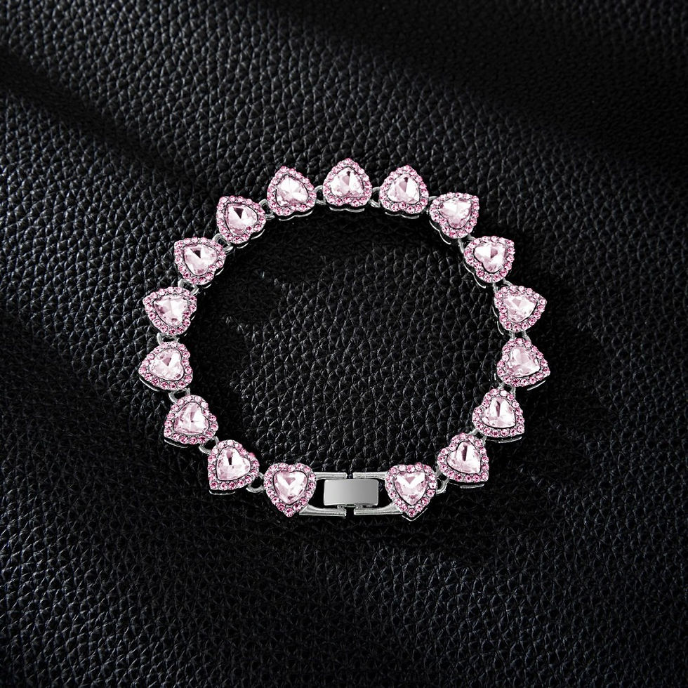 Thumbnail: Luxurious Heart Type Rhinestone Hop Tennis Chain Bracelet and Necklace for Women