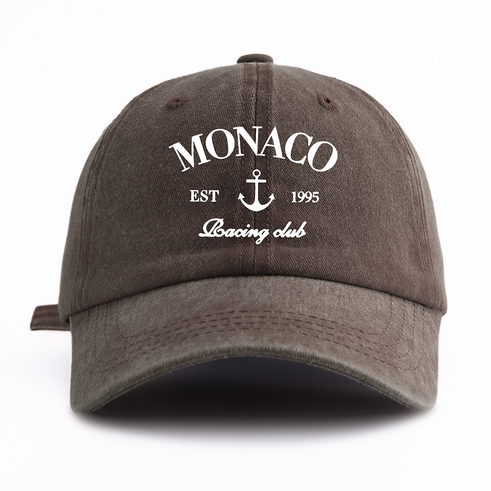 Thumbnail: 1pc MONACO Print Washed Baseball Cap for Adults,minimalist Retro Style Casual So
