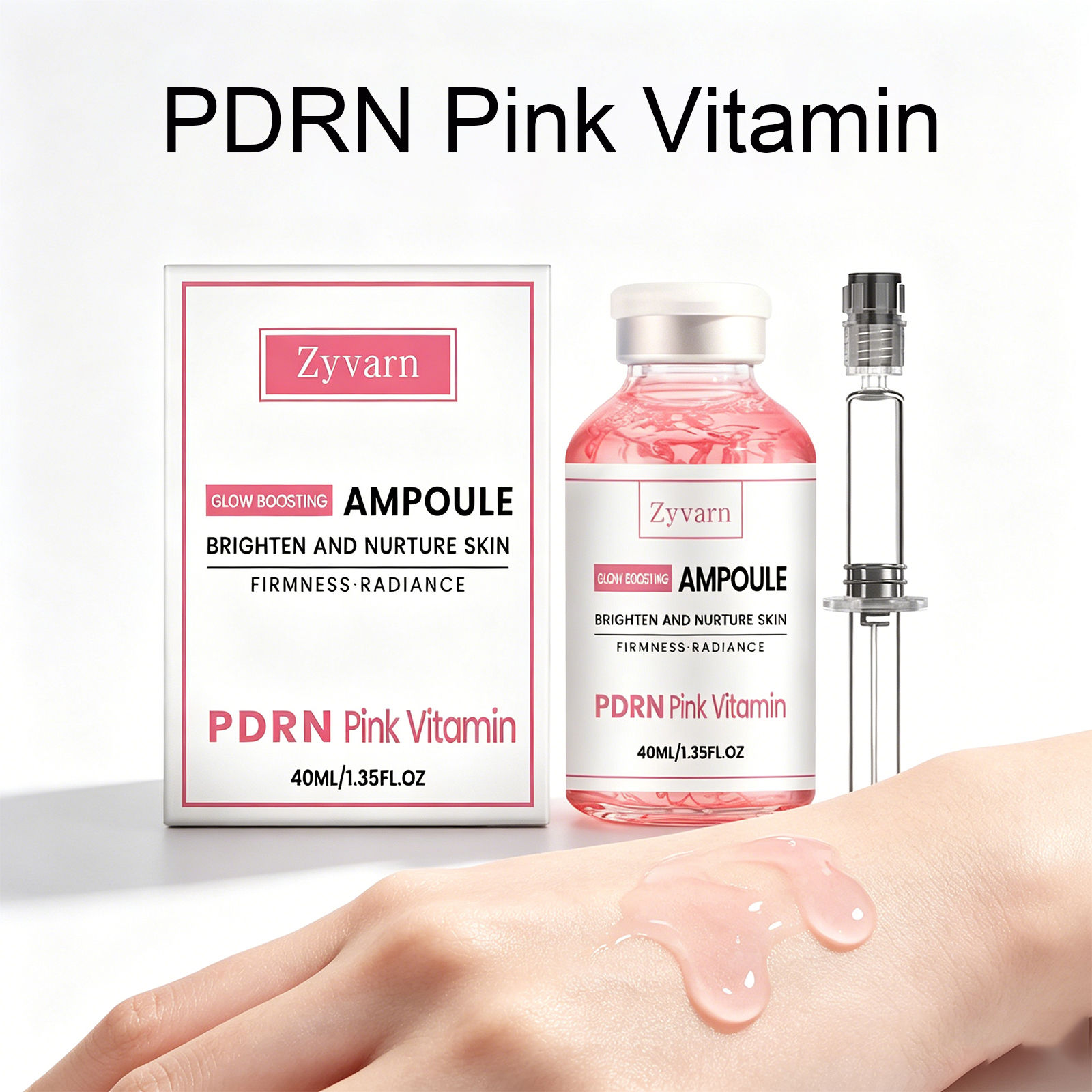 PDRN Pink Vitamin Serum Glow Boosting Ampoule Brightening Hydrating Firming Faci