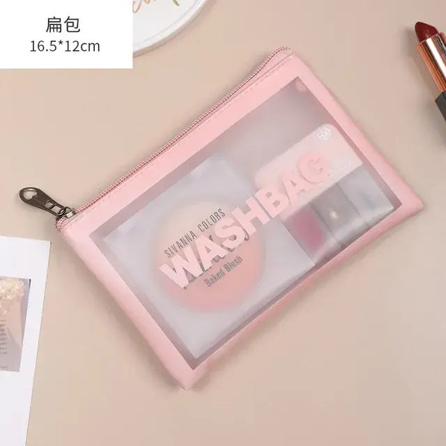 Thumbnail: Large Capacity Dust Proof Make Up Storage Handbags PVC Fashion Transparent Trave