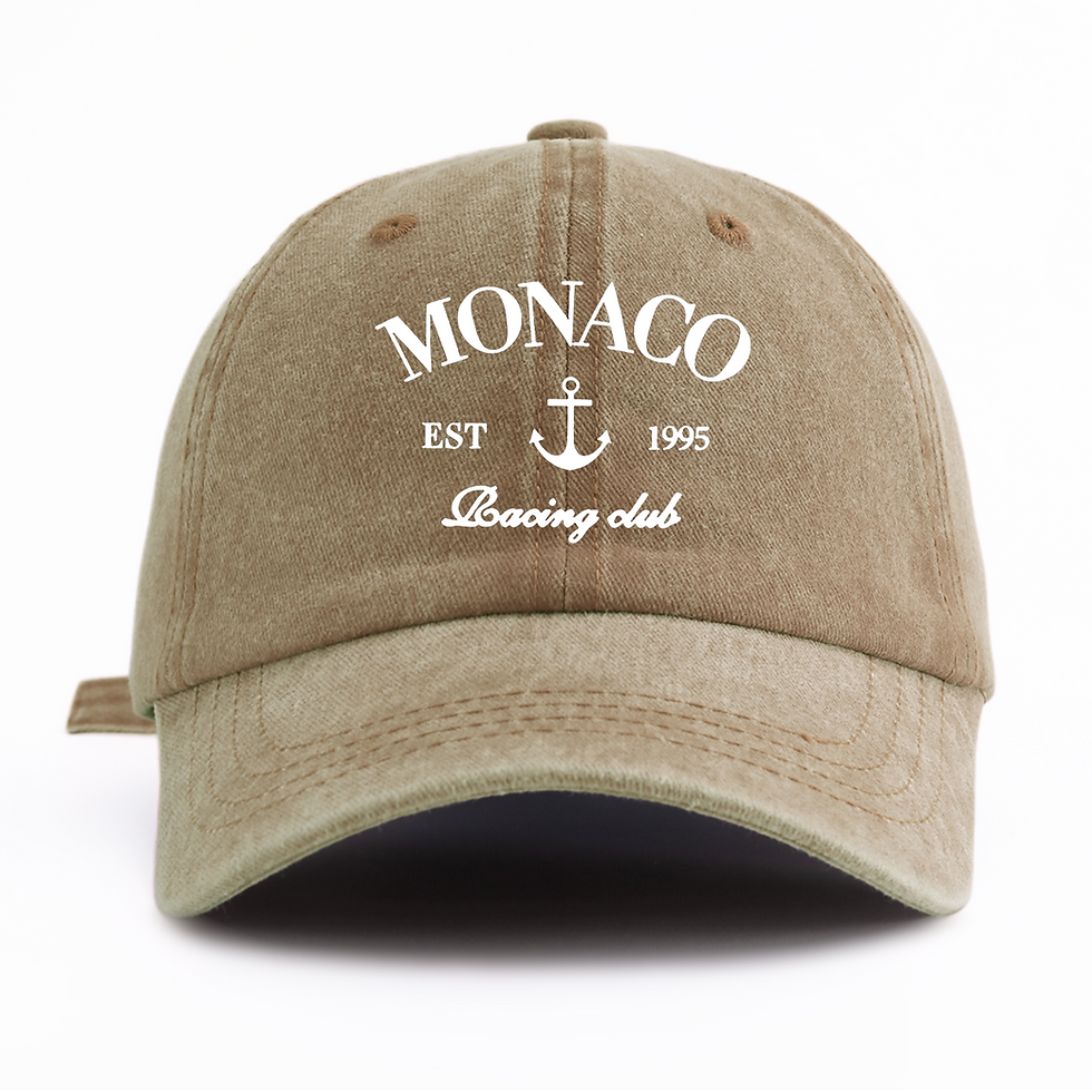Thumbnail: 1pc MONACO Print Washed Baseball Cap for Adults,minimalist Retro Style Casual So