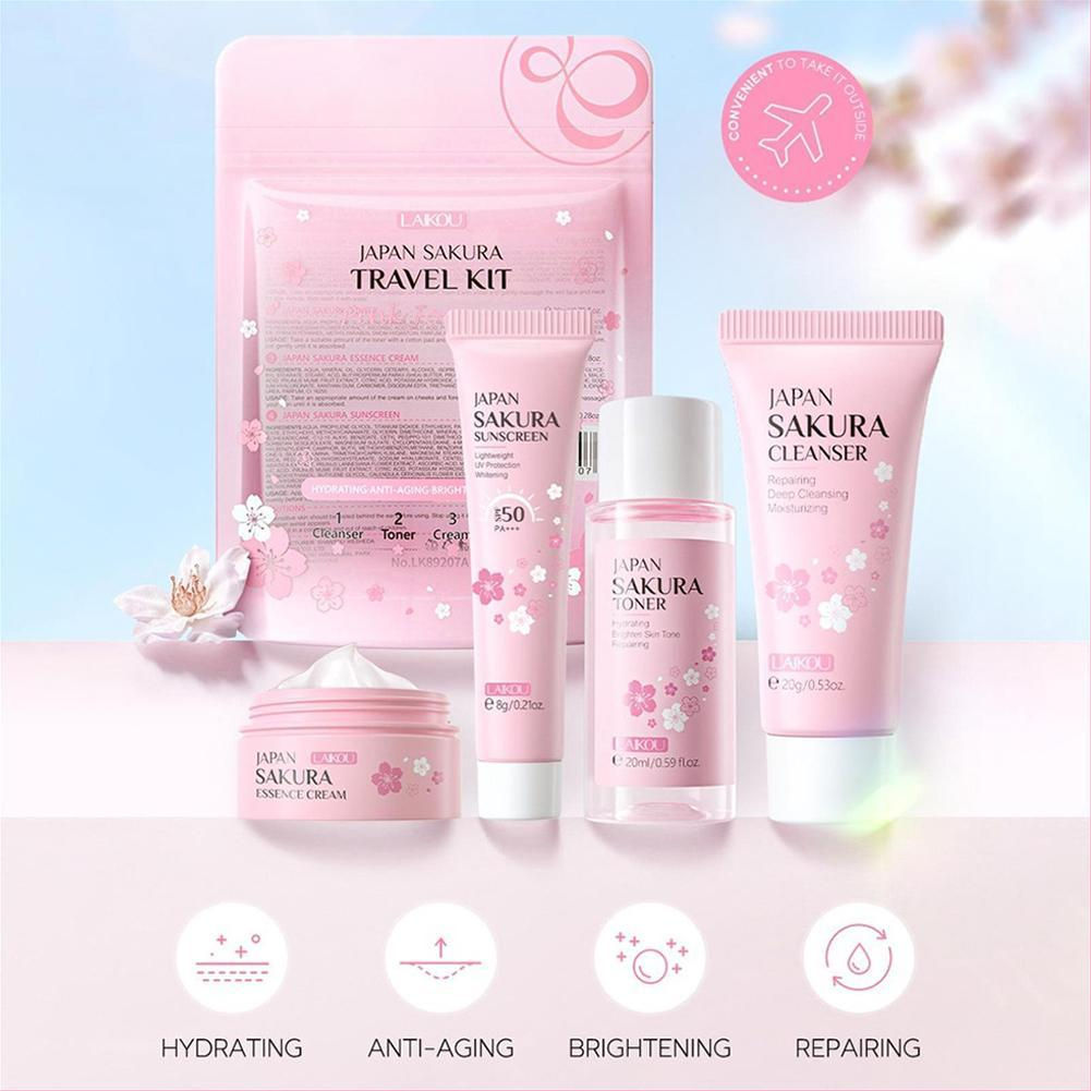 Sakura Skin Care Sets & Kits with Cleanser,serum,eye Cream,essence Cream Beauty