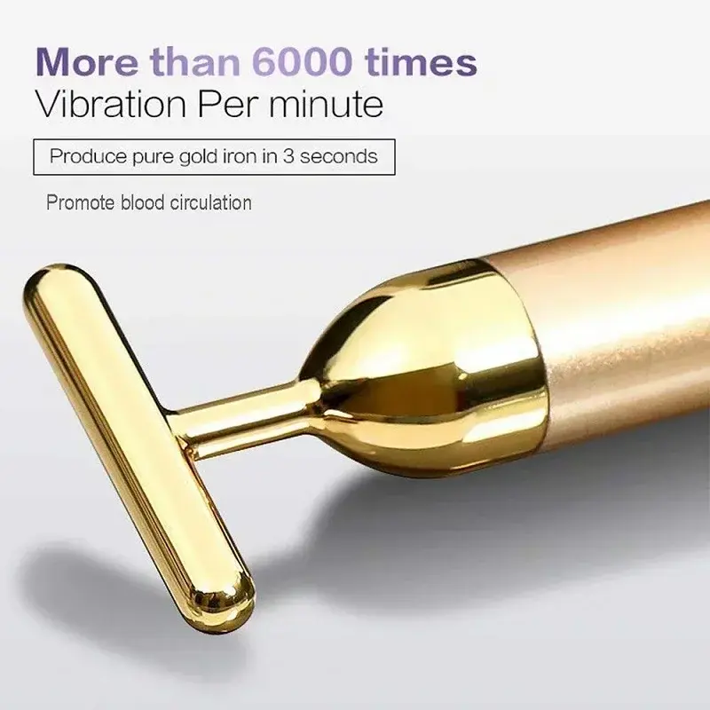 Thumbnail: 24k Gold Face Lift Roller Vibration Slimming Massager Facial Stick Facial Beauty